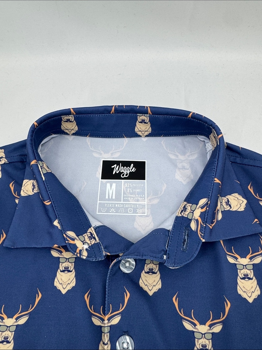 Waggle Golf Mens "Kentucky Buck" Performance Polo in Dusty Blue, sz M - Picture 3 of 11
